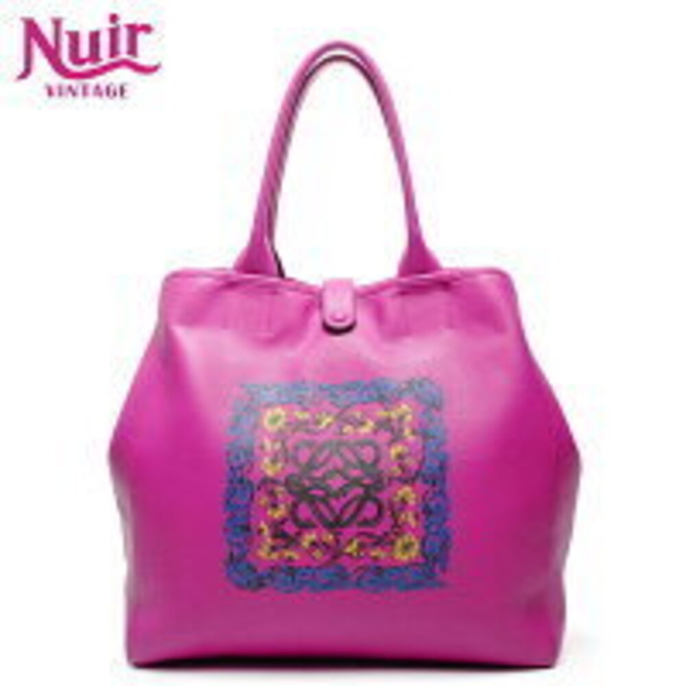 Loewe Anagram Leather Tote Bag Purple